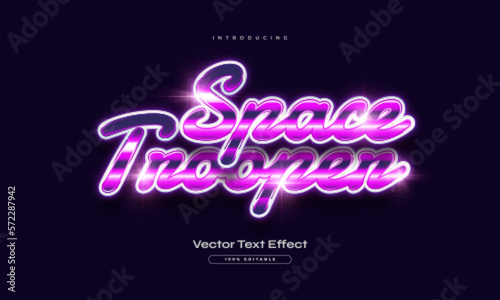 Space Trooper Text with Colorful Retro Style and Glowing Neon Effect