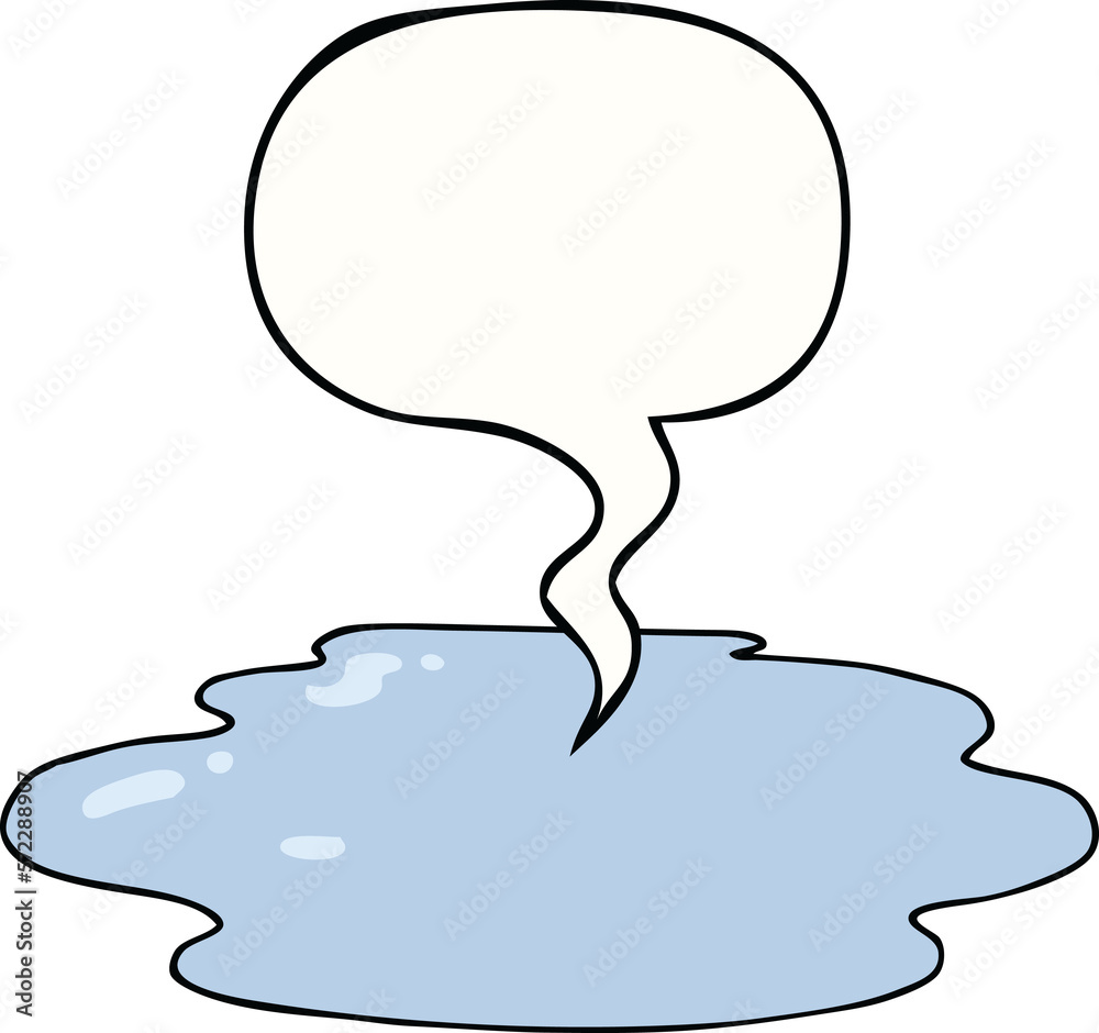 cartoon puddle of water and speech bubble cartoon puddle of water and speech bubble