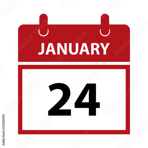 January 24. Vector flat daily calendar icon. Date and time, day, month for birthday, anniversary, appointment, remainder or event. Holiday.