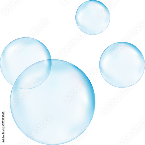 Realistic transparent 3d bubbles underwater . Soap bubbles vector illustration