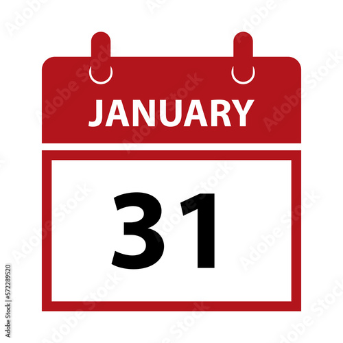 January 31. Vector flat daily calendar icon. Date and time, day, month for birthday, anniversary, appointment, remainder or event. Holiday.