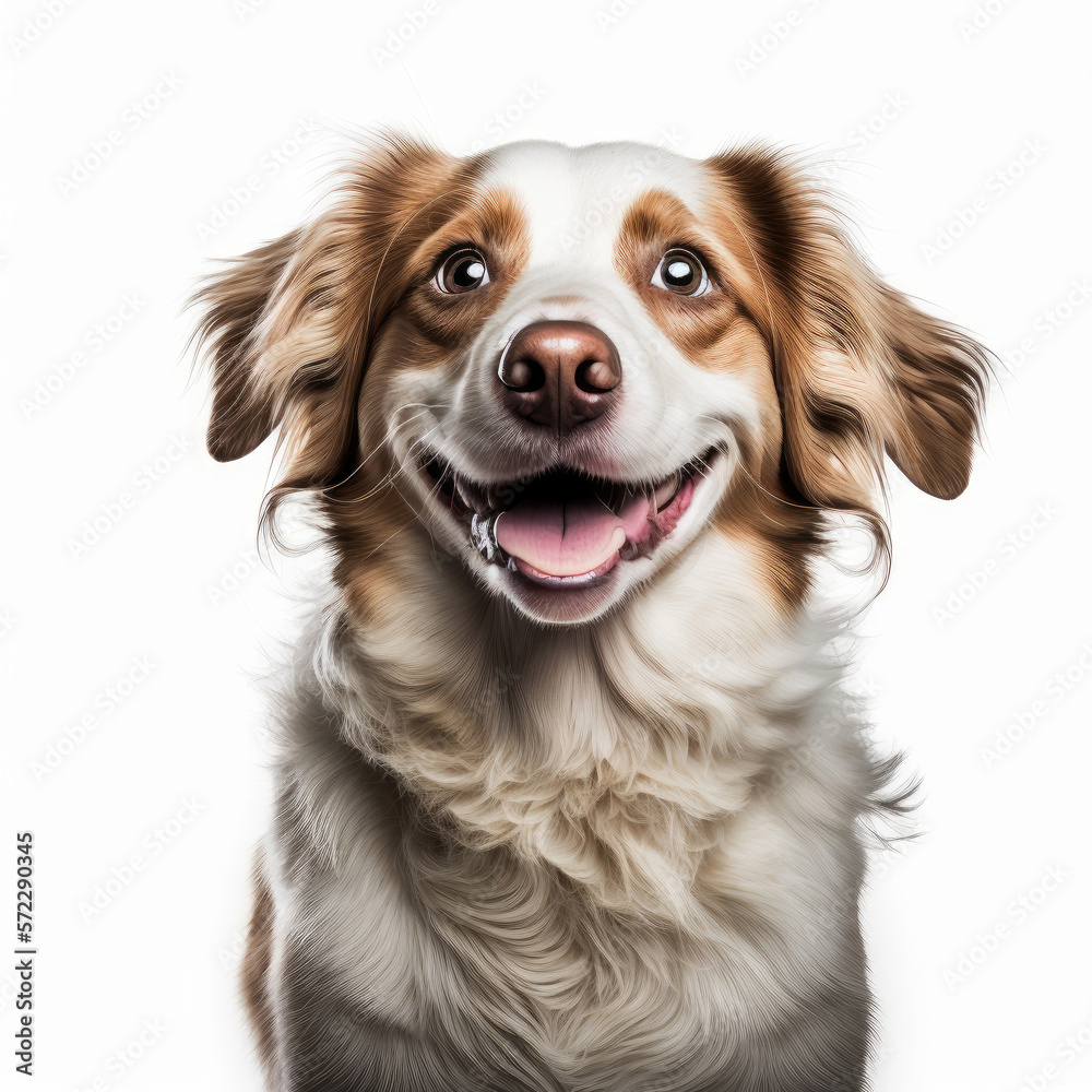 ai generated portrait of dog breed afraid cute happy excited smiling