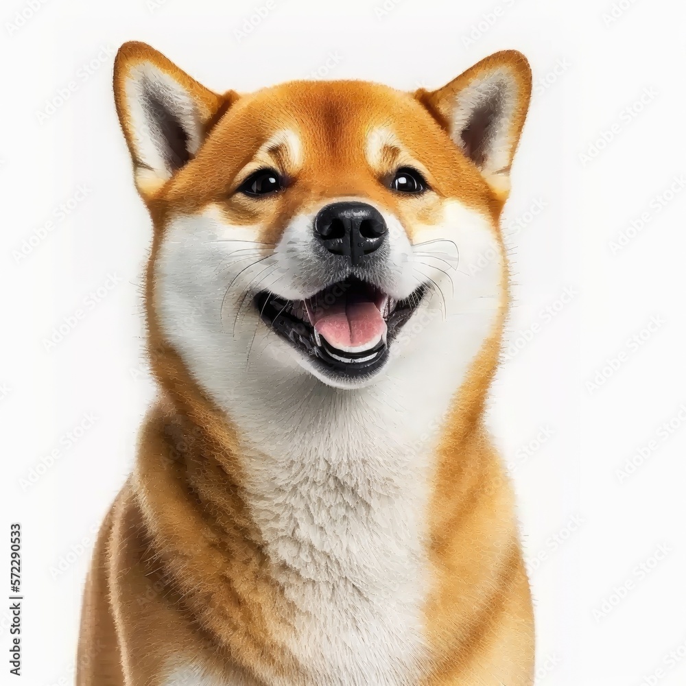 ai generated portrait of dog breed shiba inu cute happy excited