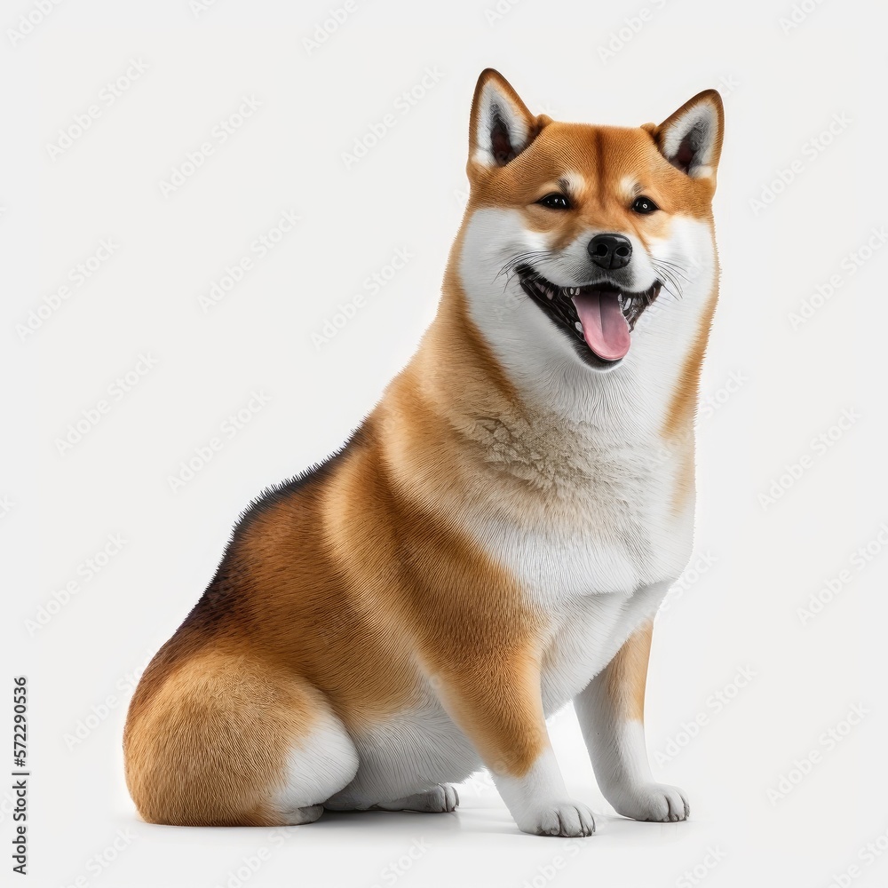 ai generated portrait of dog breed shiba inu cute happy excited