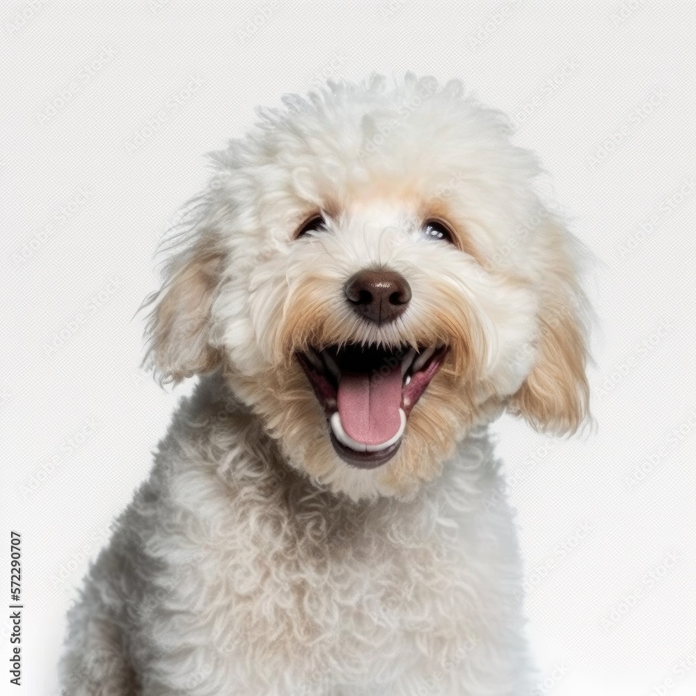 ai generated portrait of dog breed eskipoo cute happy excited smiling