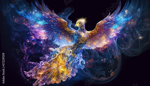 illustration. the magic bird of astral spaces photo