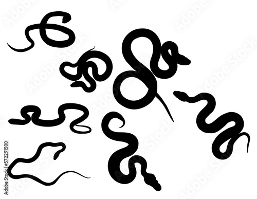 Set of Seven Snake Silhouettes