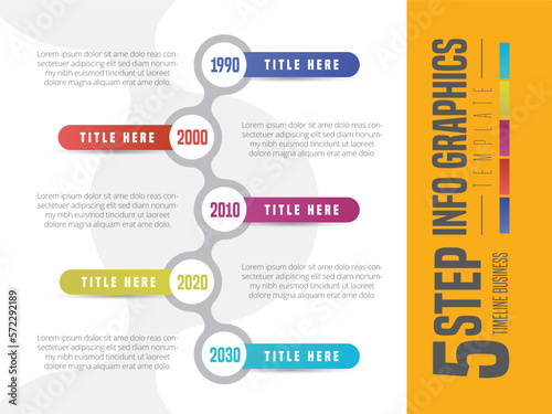 Abstract infographic showing the 5 step process of a business plan timeline For presentations and posters. Vector illustration.