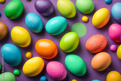 Easter eggs and buny, Colorfull, Colored Generative AI