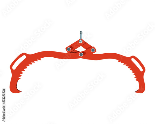 Vector Illustration timber lifting claws hook log tongs lifter tools isolated on white background. Carpentry hand tools for felling and logging.