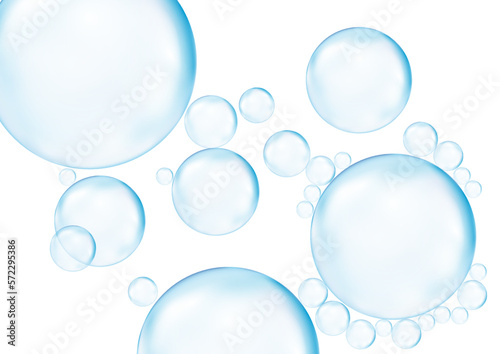 Realistic transparent 3d bubbles underwater . Soap bubbles vector illustration