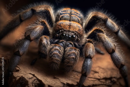 Close-up tarántula en la naturaleza, araña muy detallada MACRO, creado con IA generativa