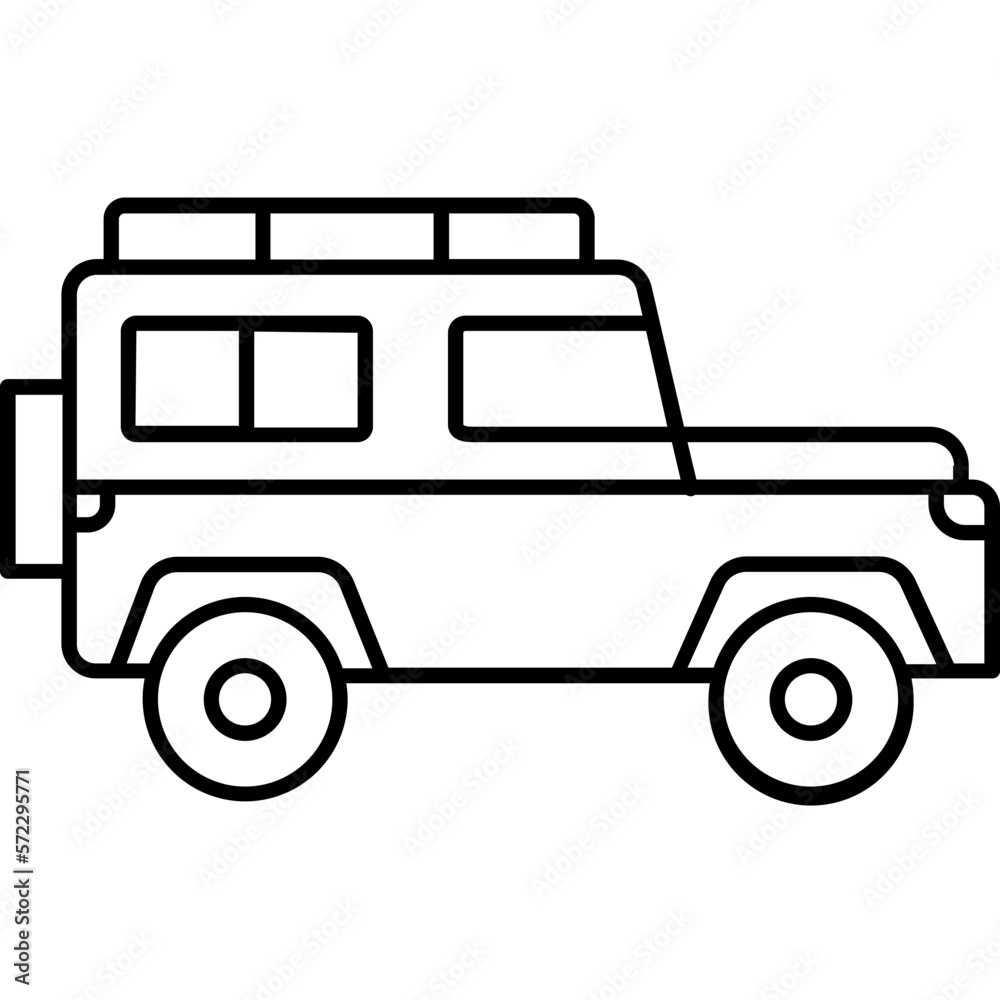 Travelling jeep Vector Icon fully editable

