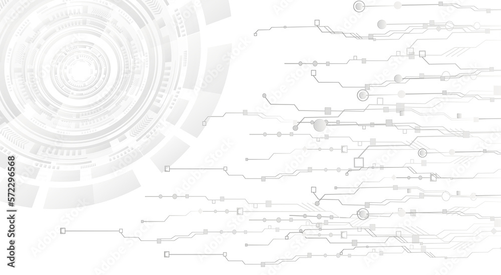  The concept of quantum computer technologies. Futuristic circuit board background vector. Modern technology printed circuit board texture background design. The waves are flowing. Quantum explosion