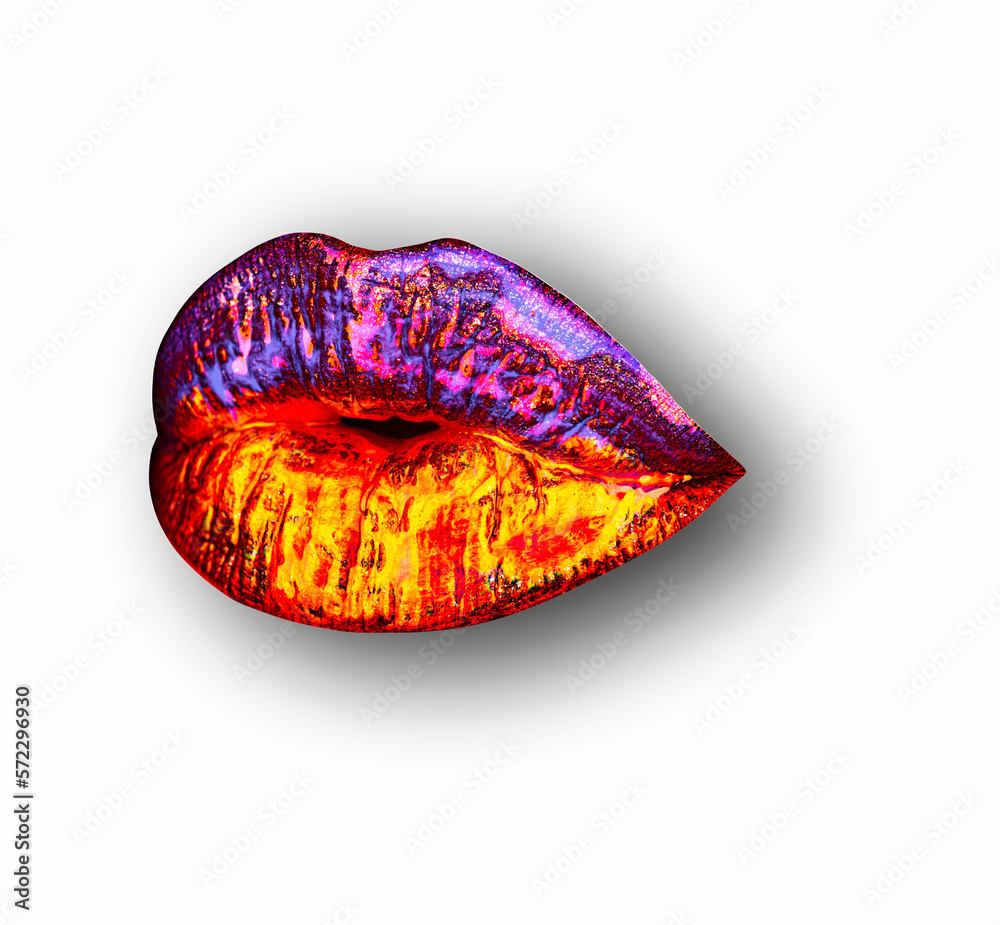 Lips on white isolated background, clipping path. Mouth with red lip, close up. Lips on white isolated background, clipping path. Mouth with red lip, close up.