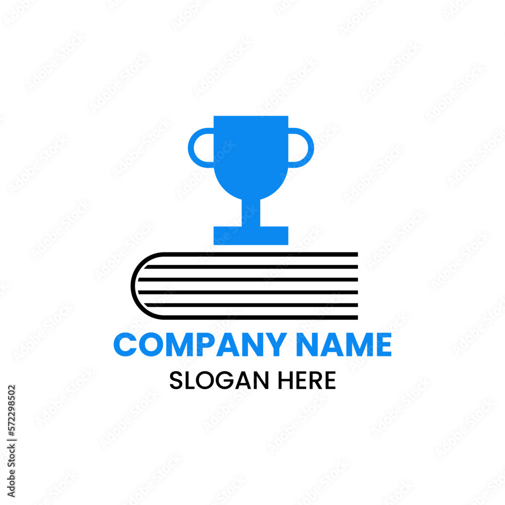 Trophy Book Logo Design Concept With Book and Trophy Icon Template Trophy Book Logo Design Concept With Book and Trophy Icon Template