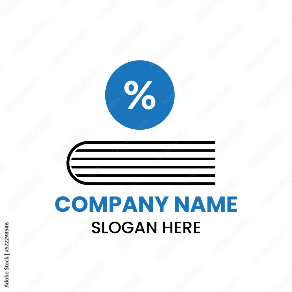 Sale Book Logo Design Concept With Book and Parentage Icon Template Sale Book Logo Design Concept With Book and Parentage Icon Template