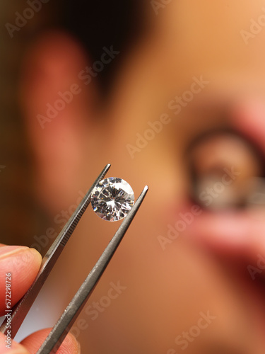 diamond close up and appraiser 