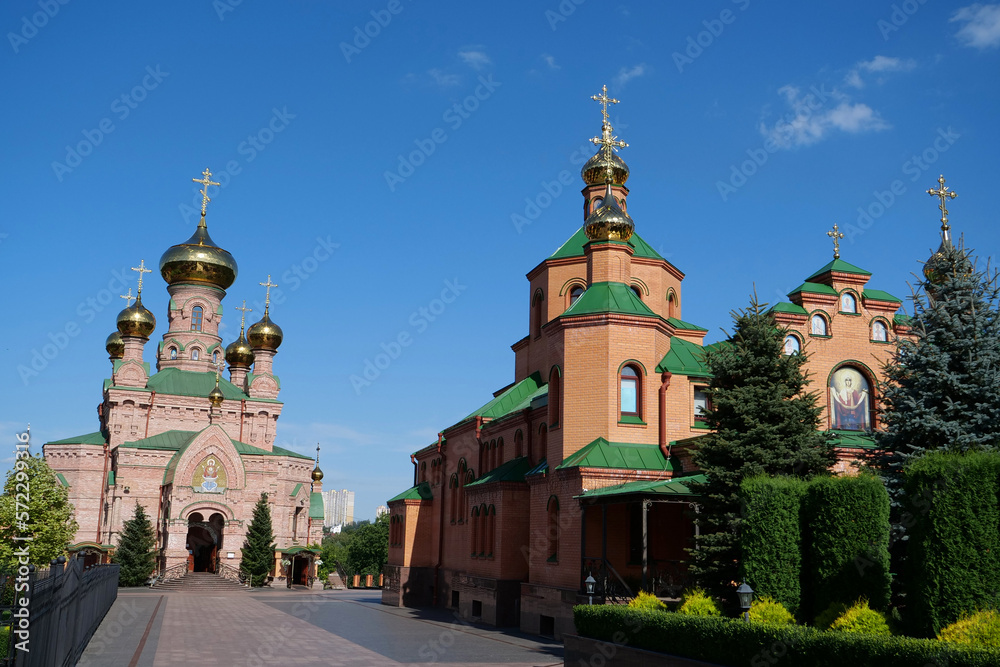 Obraz premium Holy Intercession Monastery, Goloseevsky Hermitage in Kyiv city, Ukraine