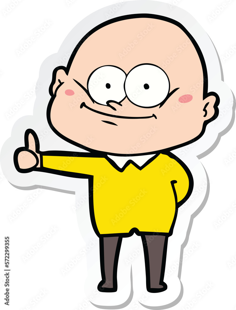 sticker of a cartoon bald man staring sticker of a cartoon bald man staring