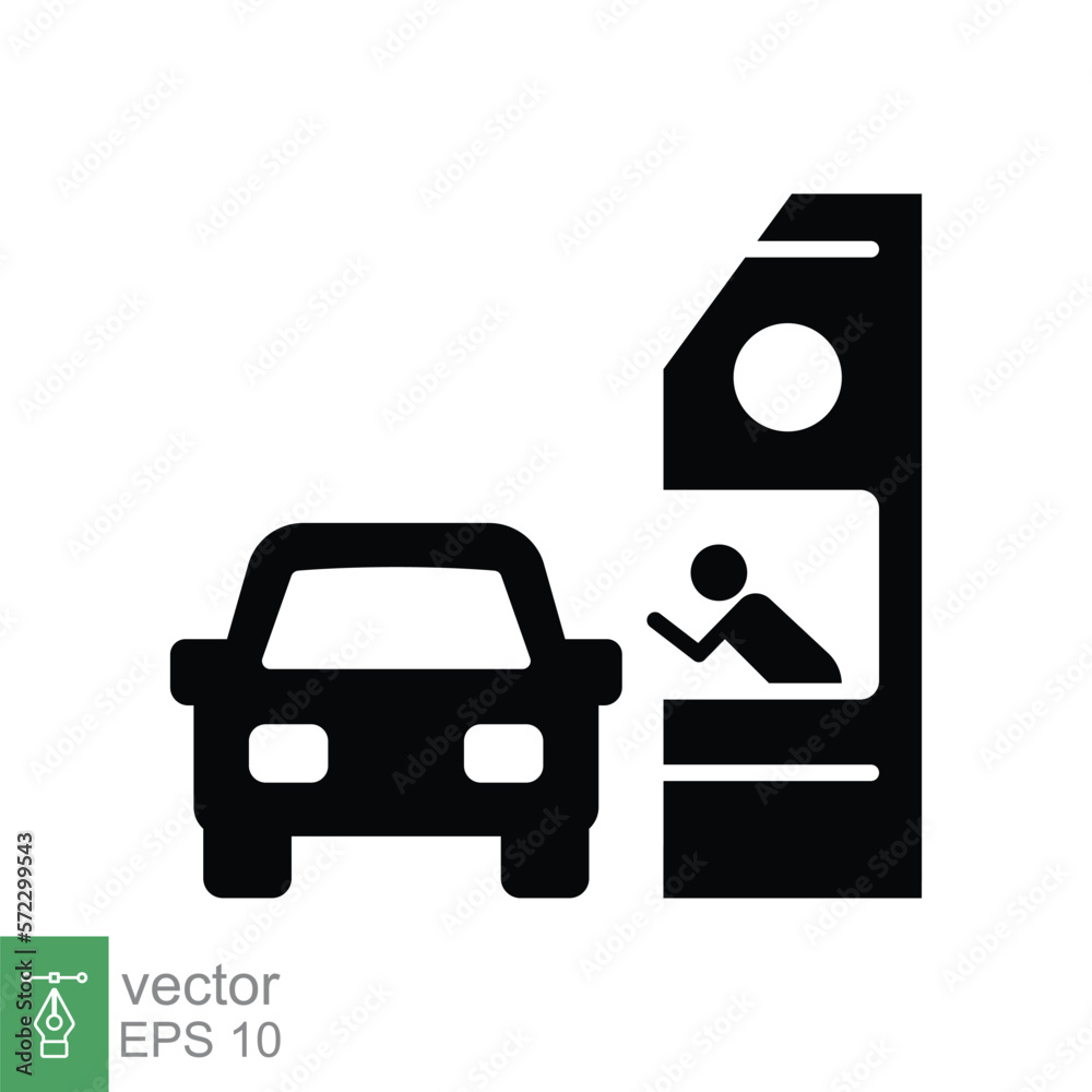 Drive through glyph icon. Simple solid style symbol can be used for web, mobile, ui design. Thru, window, car, restaurant, shop concept. Vector illustration isolated on white background. EPS 10. Drive through glyph icon. Simple solid style symbol can be used for web, mobile, ui design. Thru, window, car, restaurant, shop concept. Vector illustration isolated on white background. EPS 10.