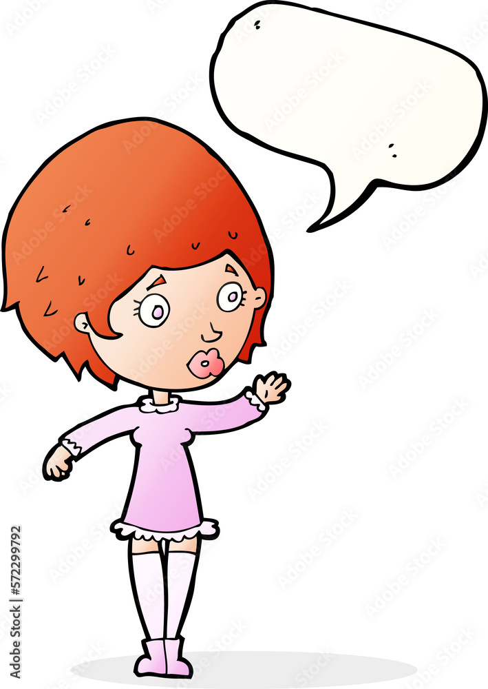 cartoon pretty woman with speech bubble cartoon pretty woman with speech bubble