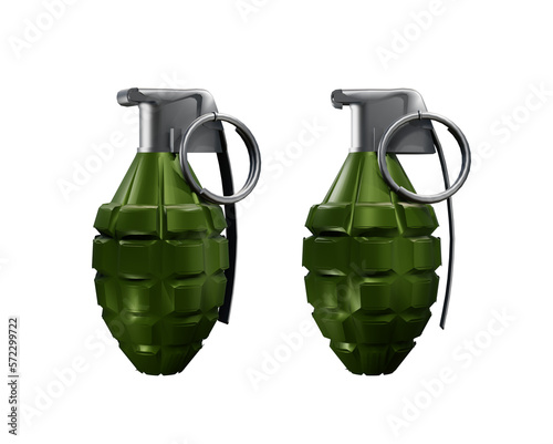 3d rendering war explosive weapon grenade green color
