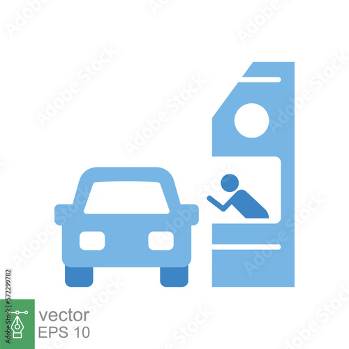 Drive through coloured icon. Simple flat style symbol can be used for web, mobile, ui design. Thru, window, car, restaurant, shop concept. Vector illustration isolated on white background. EPS 10.