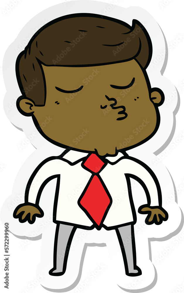 sticker of a cartoon model guy pouting sticker of a cartoon model guy pouting