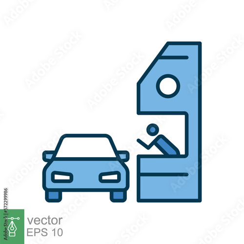 Drive through coloured icon. Simple filled outline style symbol for web, mobile, ui design. Thru, window, car, restaurant, shop concept. Vector illustration isolated on white background. EPS 10.