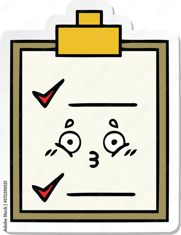 sticker of a cute cartoon check list sticker of a cute cartoon check list