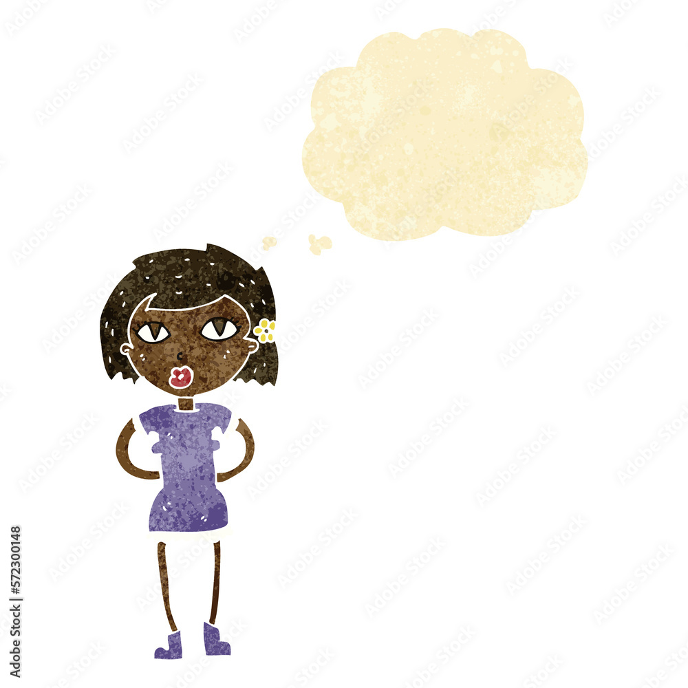 cartoon woman with thought bubble cartoon woman with thought bubble