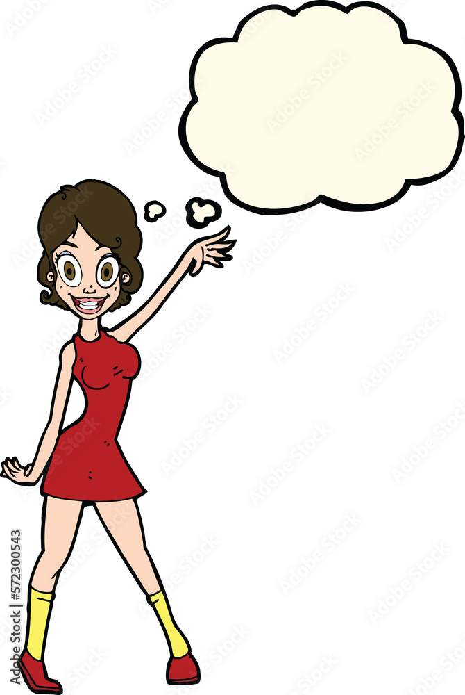 cartoon party girl with thought bubble cartoon party girl with thought bubble