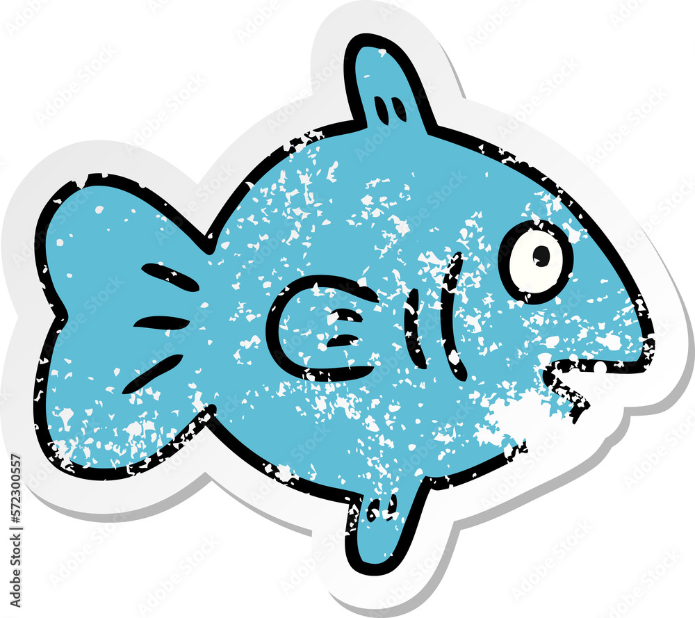 distressed sticker cartoon doodle of a marine fish distressed sticker cartoon doodle of a marine fish