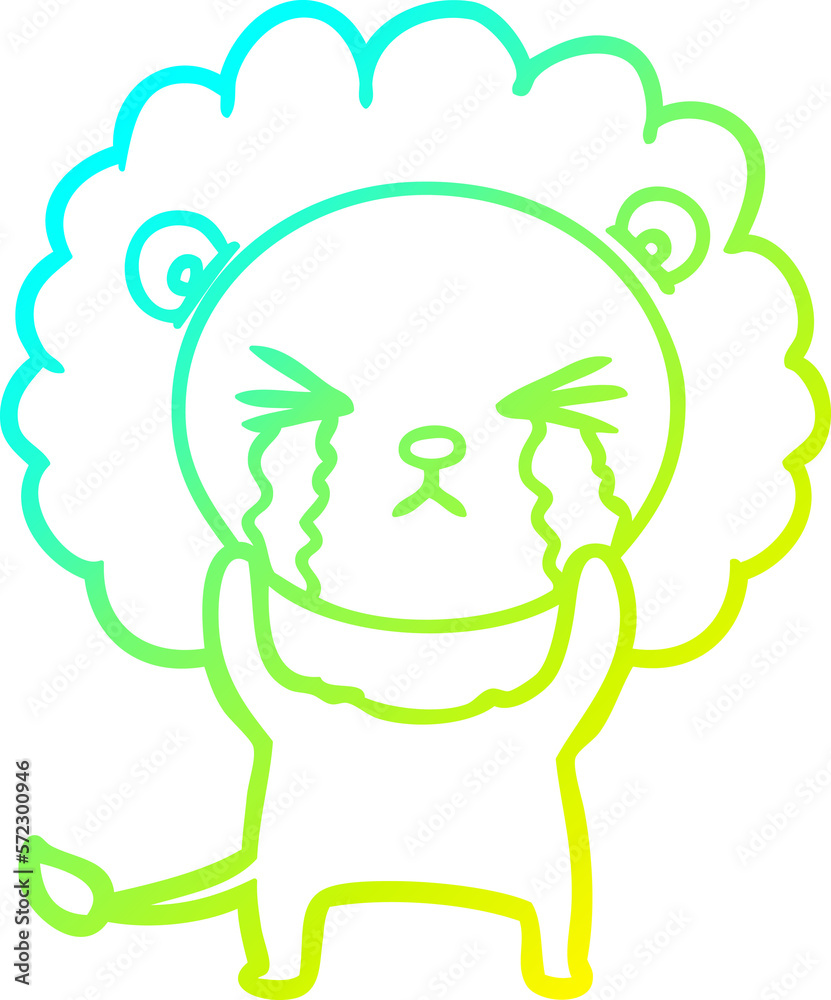 cold gradient line drawing cartoon crying lion cold gradient line drawing cartoon crying lion