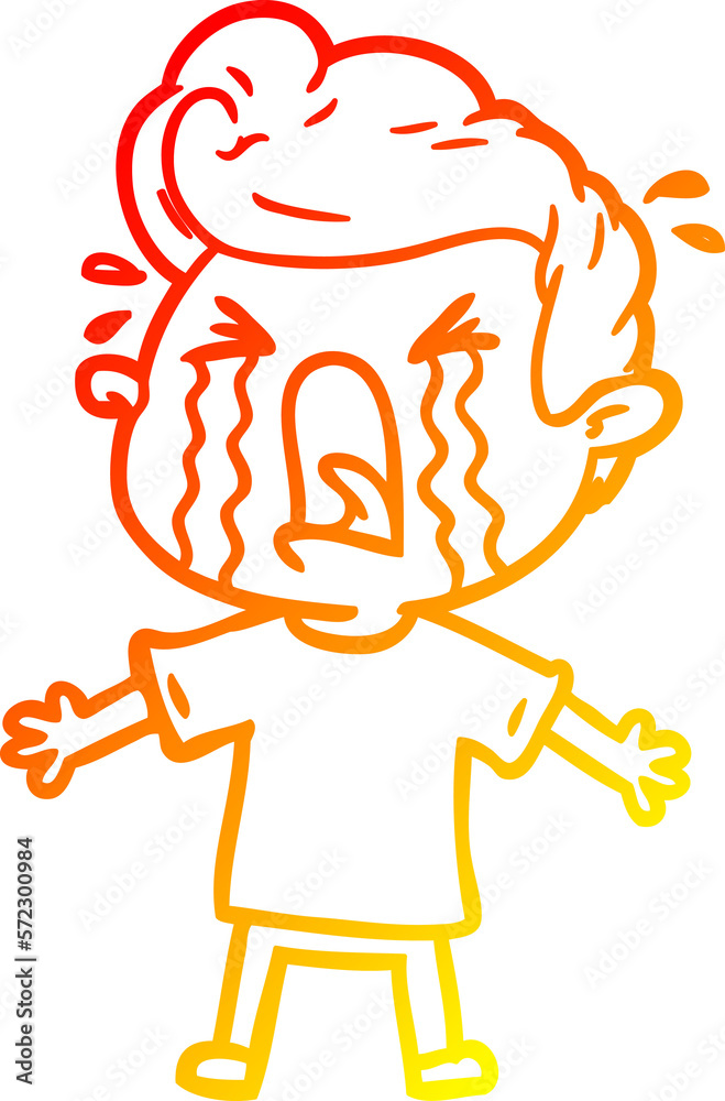 warm gradient line drawing cartoon crying man warm gradient line drawing cartoon crying man