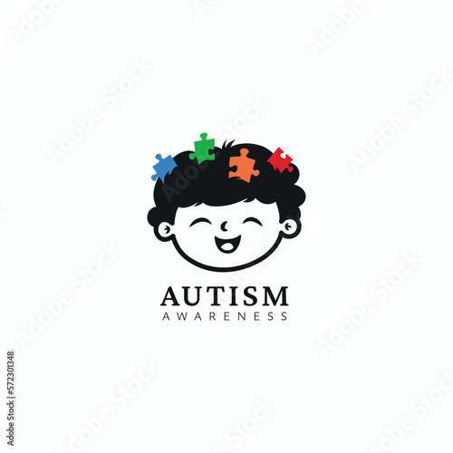 Autistic child vector logo design template