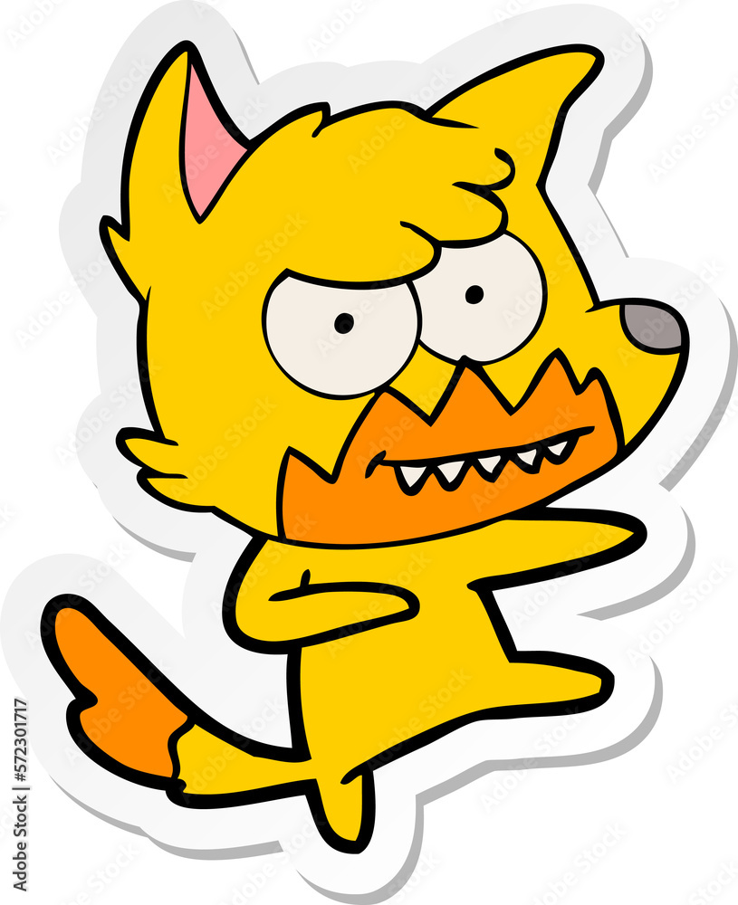 distressed sticker of a cartoon fox distressed sticker of a cartoon fox