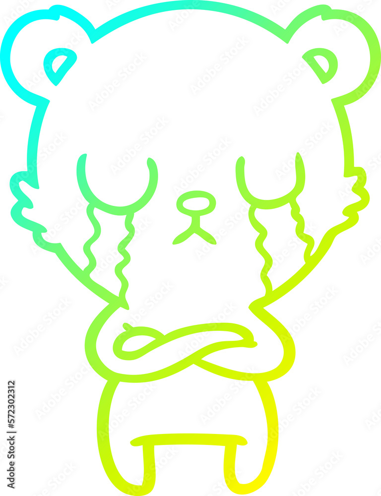 cold gradient line drawing crying cartoon bear cold gradient line drawing crying cartoon bear