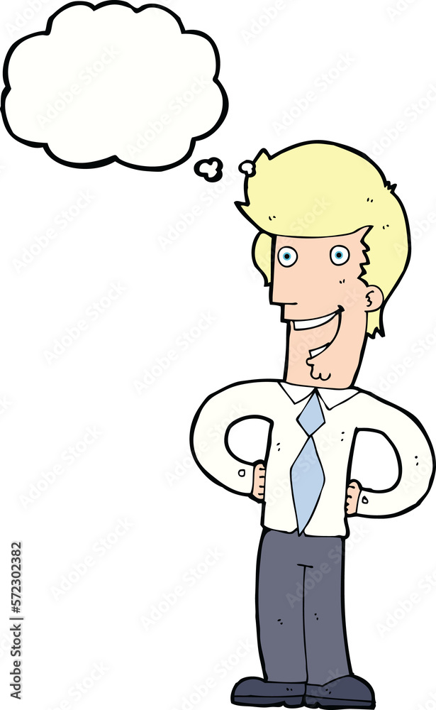 cartoon happy man with thought bubble cartoon happy man with thought bubble