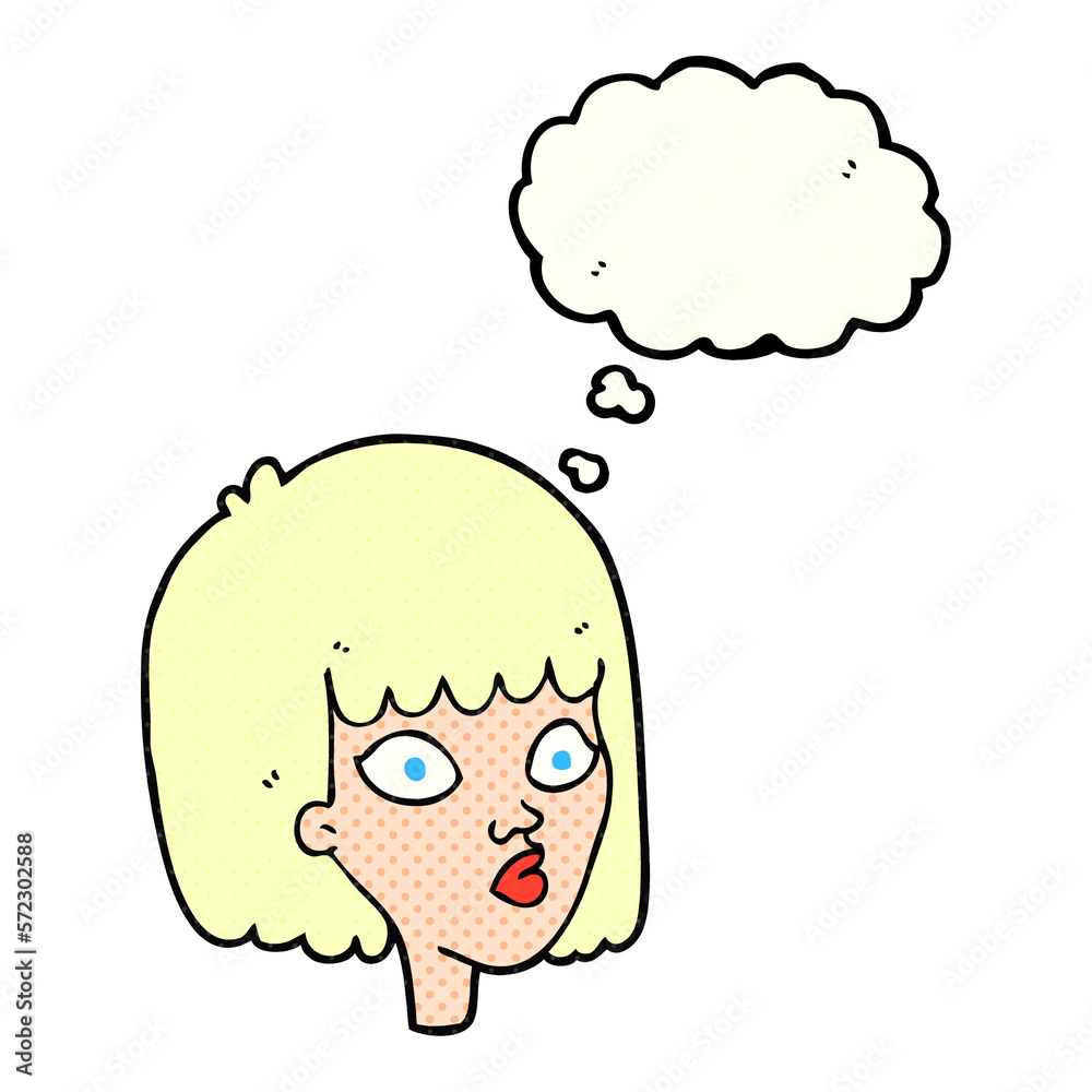 thought bubble cartoon female face thought bubble cartoon female face