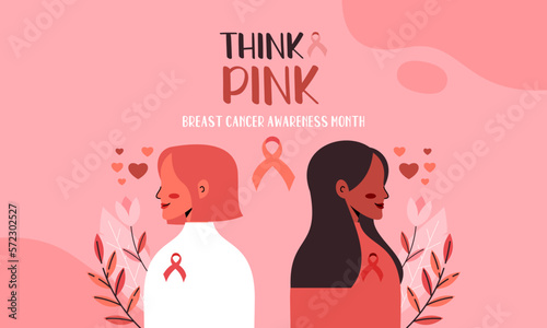Think Pink. Breast Cancer Awareness Month Illustration