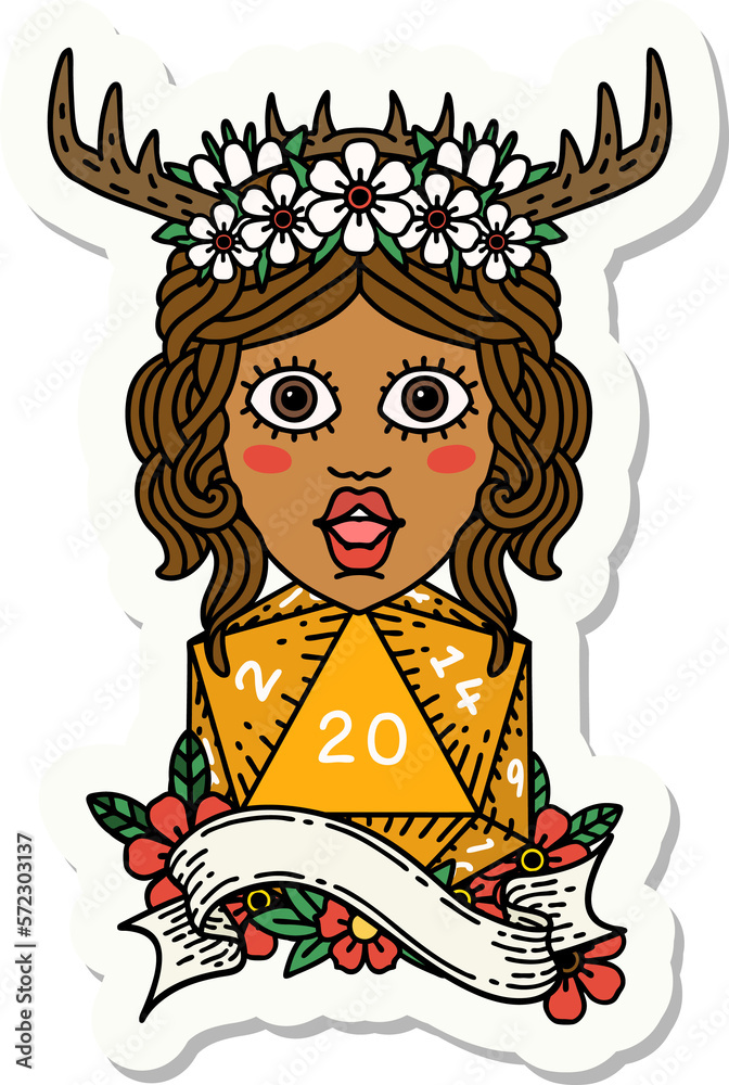 human druid with natural twenty dice roll sticker human druid with natural twenty dice roll sticker