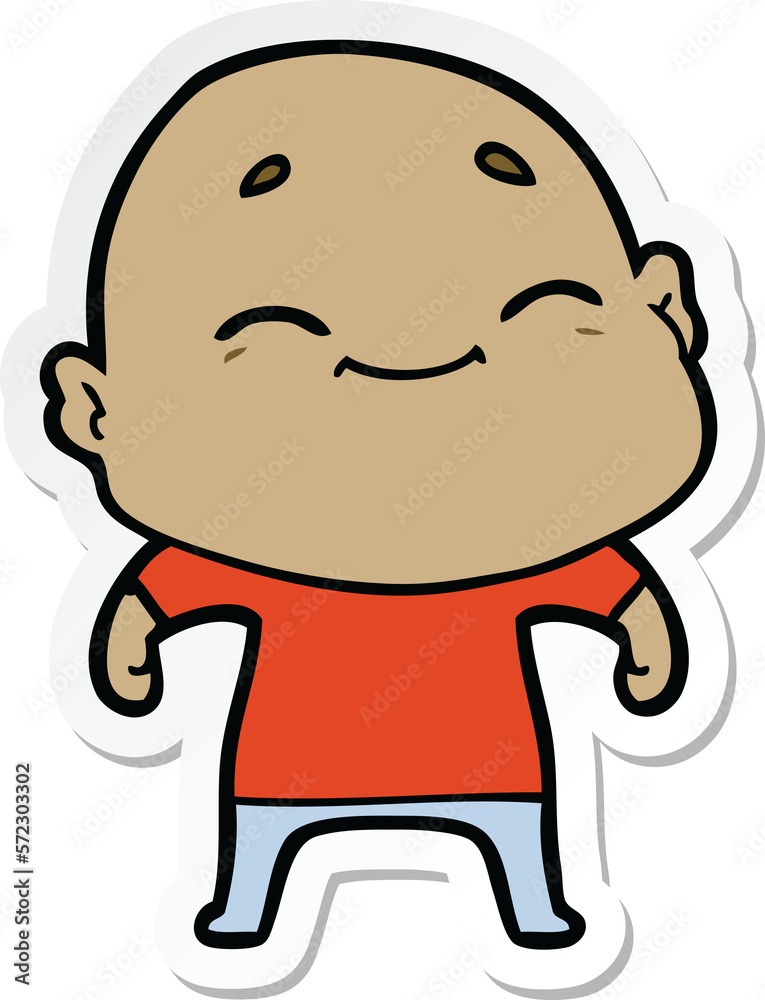 sticker of a happy cartoon bald man sticker of a happy cartoon bald man
