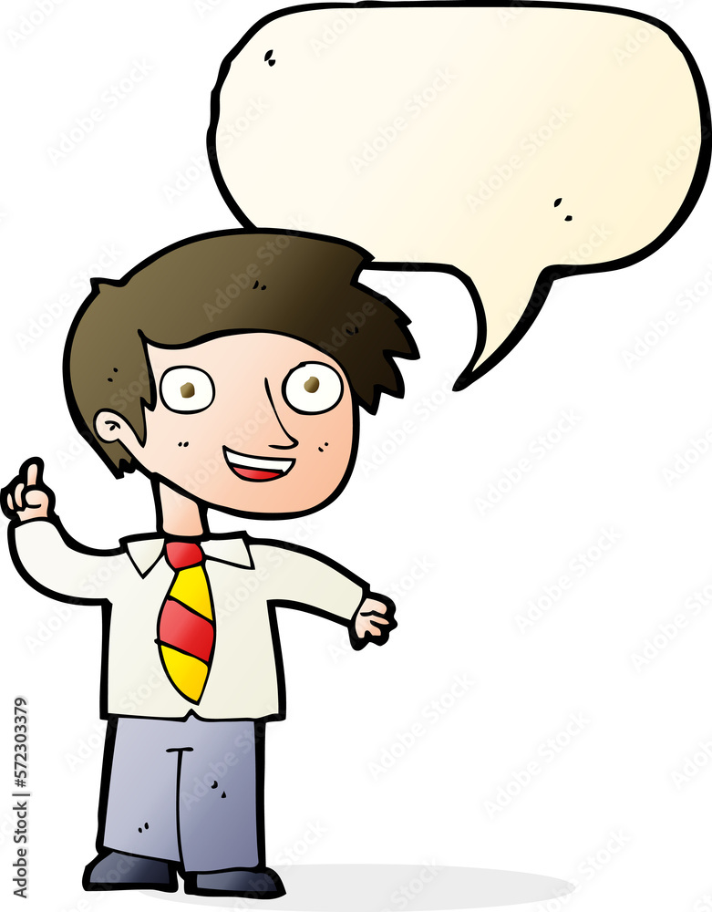 cartoon school boy with idea with speech bubble cartoon school boy with idea with speech bubble