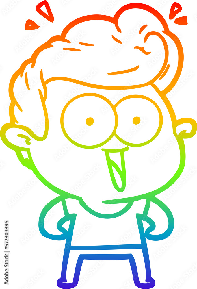 rainbow gradient line drawing cartoon excited man rainbow gradient line drawing cartoon excited man