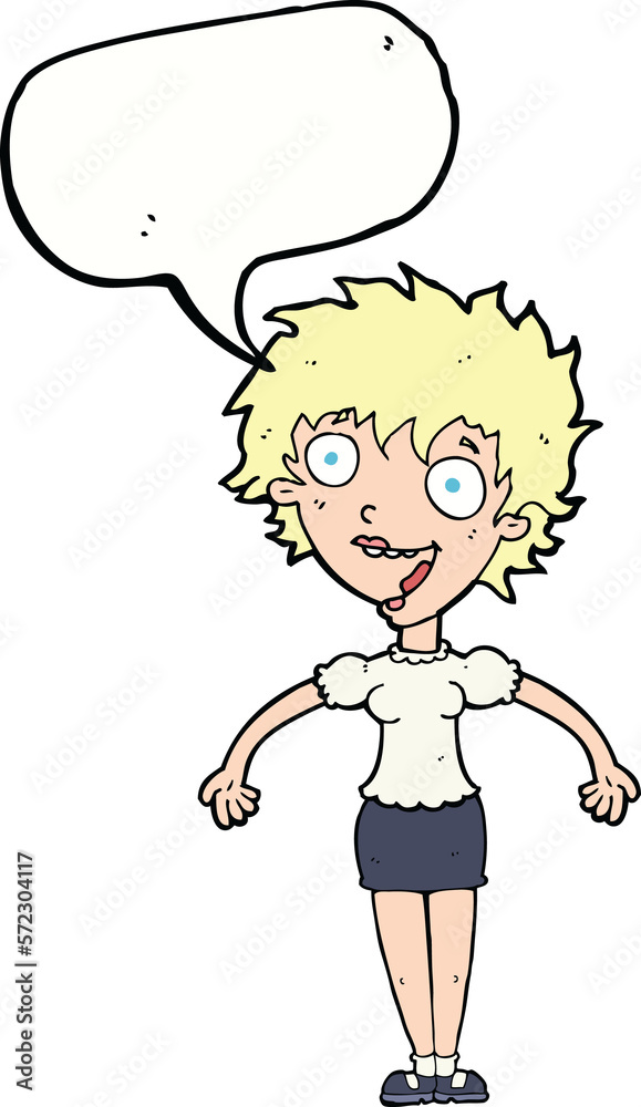 cartoon excited woman with speech bubble cartoon excited woman with speech bubble