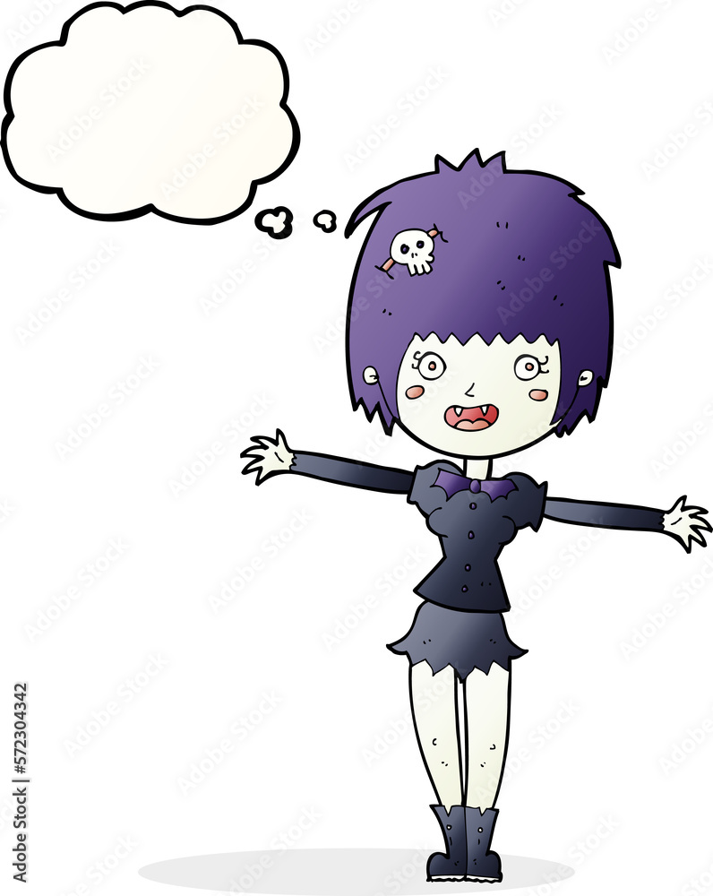cartoon happy vampire girl with thought bubble cartoon happy vampire girl with thought bubble