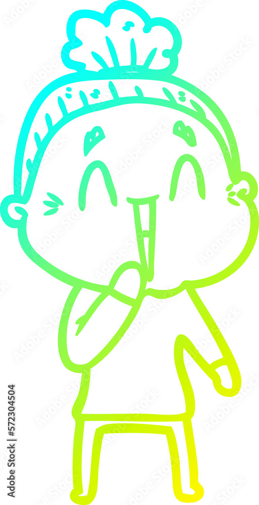 cold gradient line drawing cartoon happy old lady cold gradient line drawing cartoon happy old lady