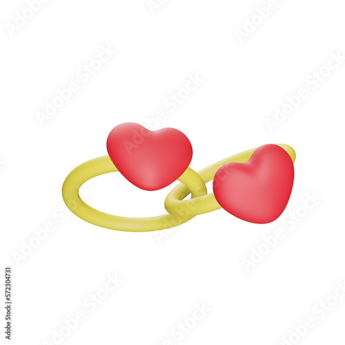 heart rings 3d icon for celebrating valentine's day engagement merriage  photo